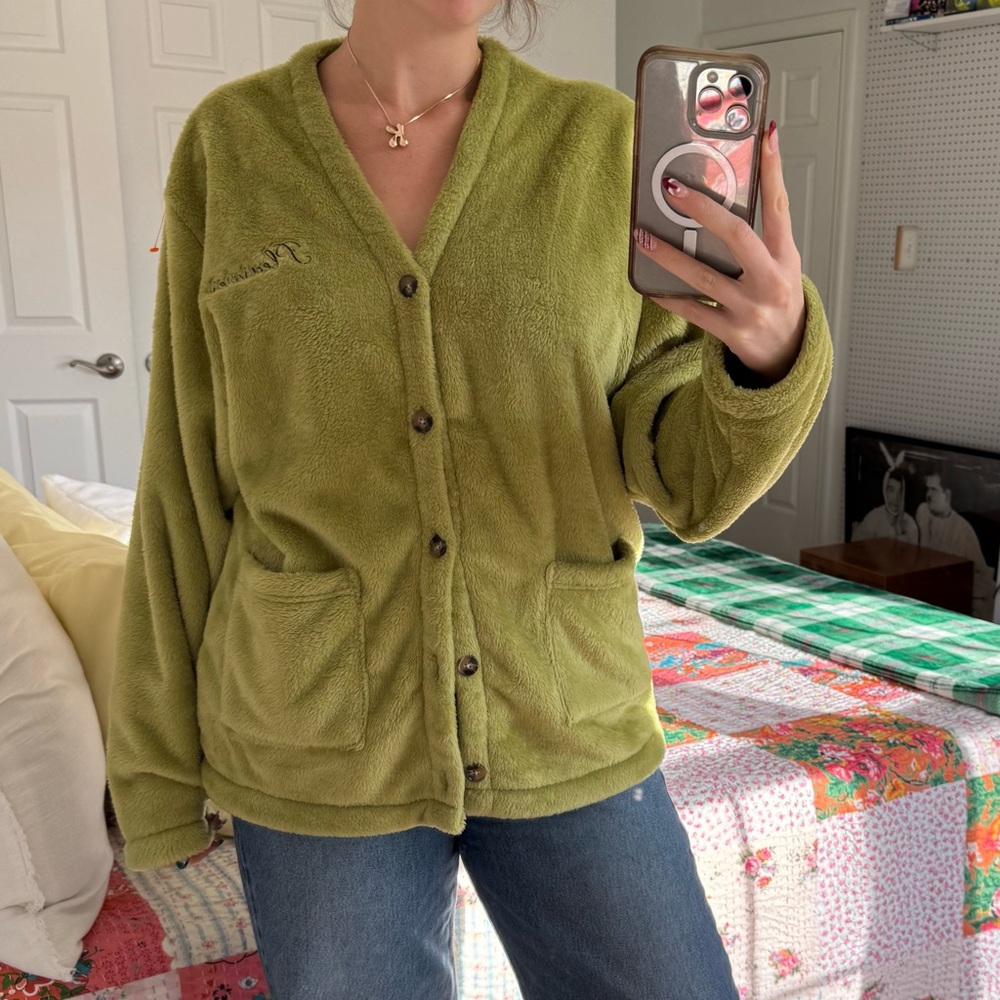 Green Fleece Women's Cardigan